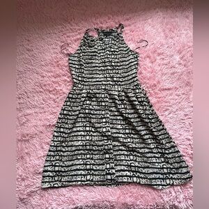 Attention Black and White Midi Dress